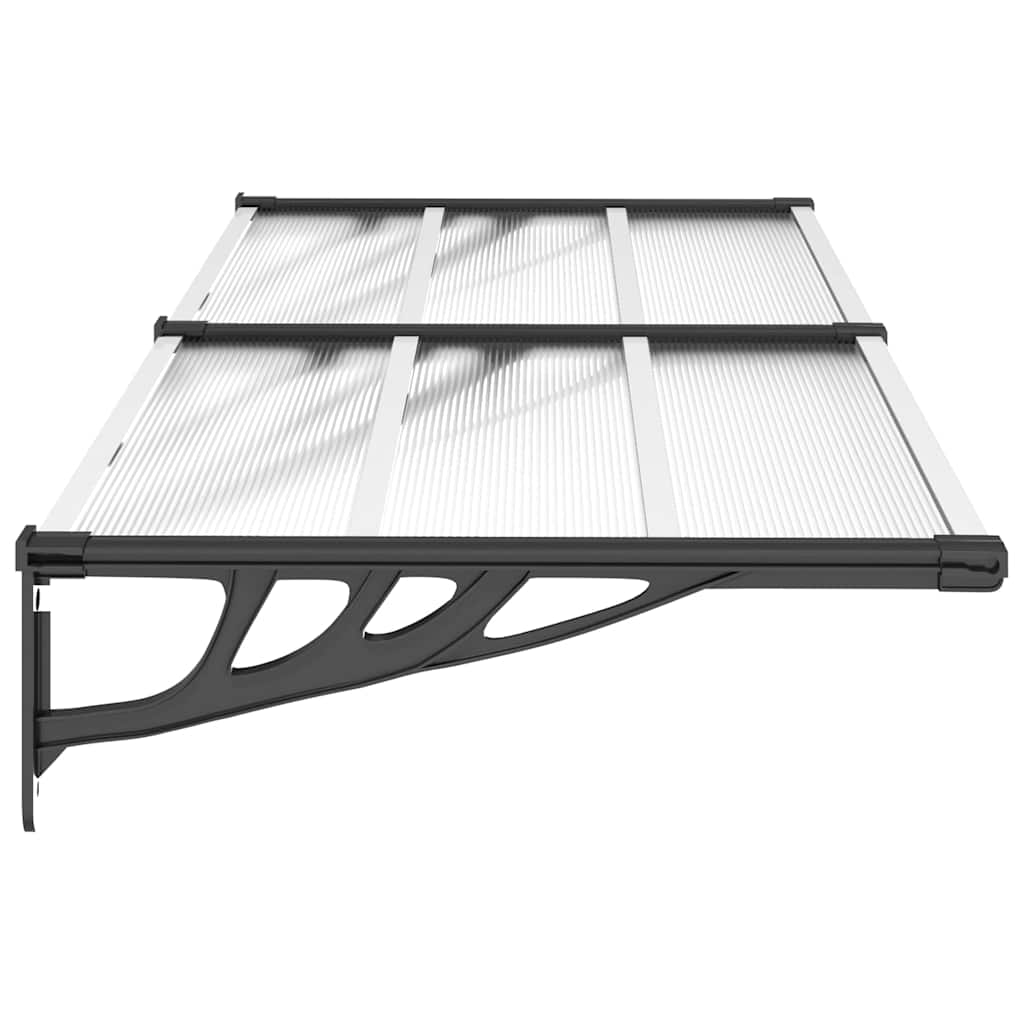 vidaXL Door Canopy Black and Transparent 199x90 cm Polycarbonate 4