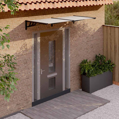 vidaXL Door Canopy Black and Transparent 199x90 cm Polycarbonate 1