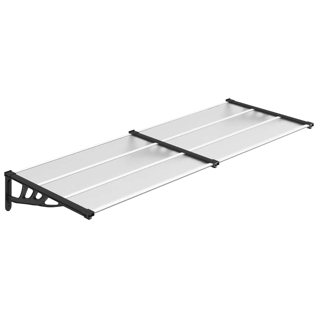 vidaXL Door Canopy Black and Transparent 239x90 cm Polycarbonate 2