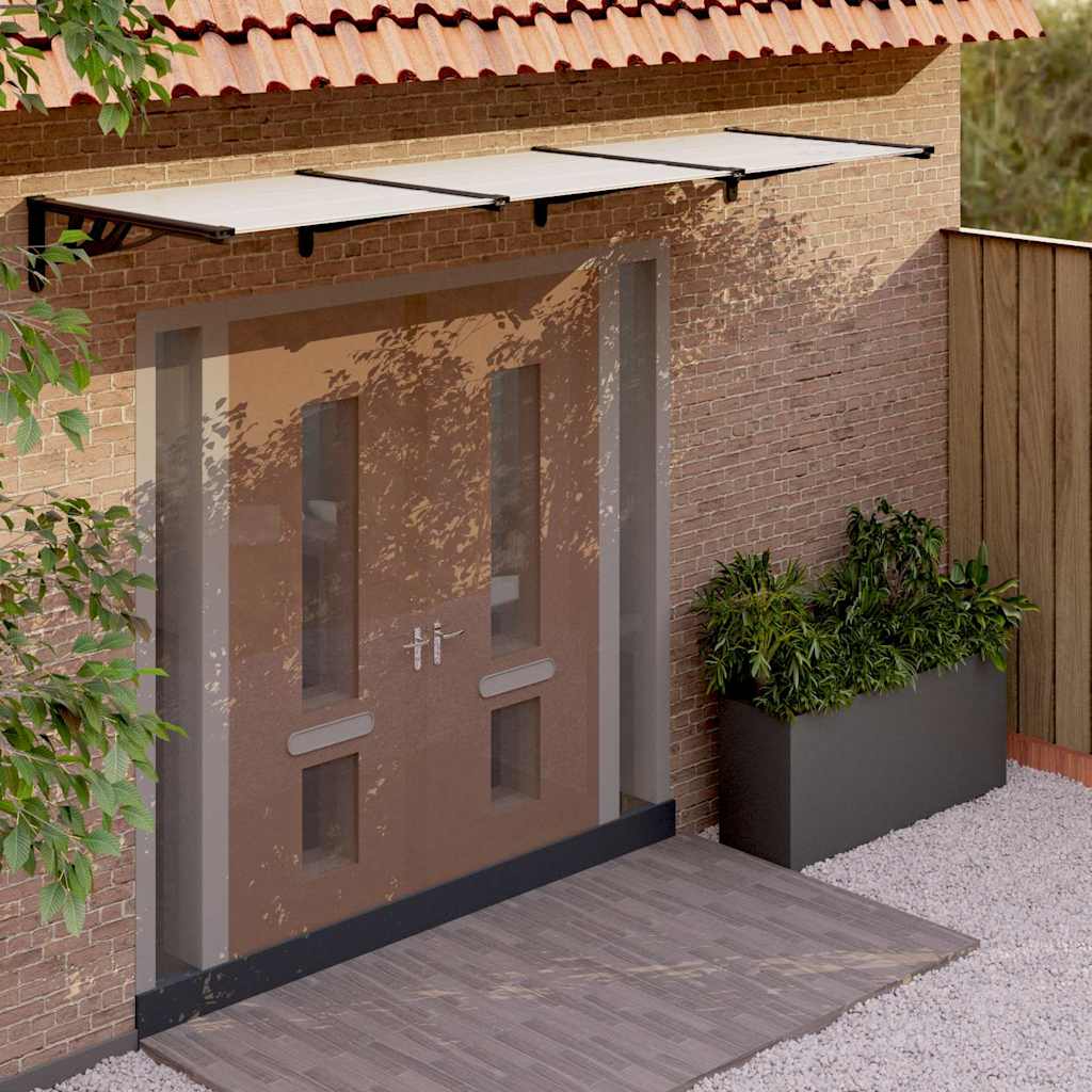 vidaXL Door Canopy Black and Transparent Polycarbonate
