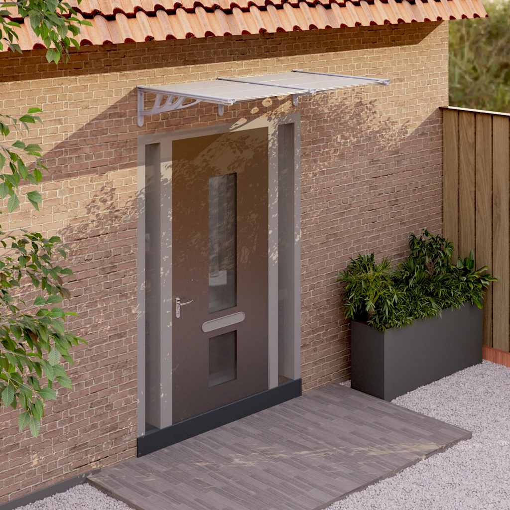 vidaXL Door Canopy Grey and Transparent 152.5x90 cm Polycarbonate 1