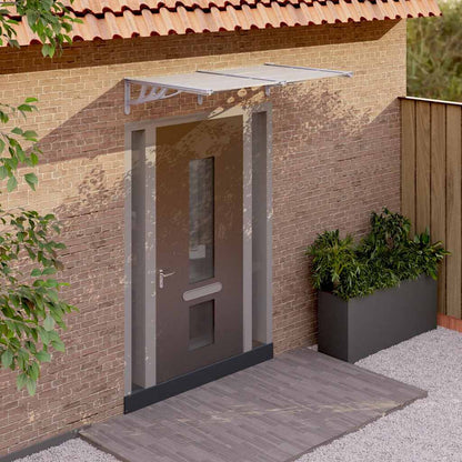 vidaXL Door Canopy Grey and Transparent 152.5x90 cm Polycarbonate 1
