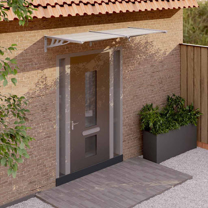 vidaXL Door Canopy Grey and Transparent 199x90 cm Polycarbonate 1
