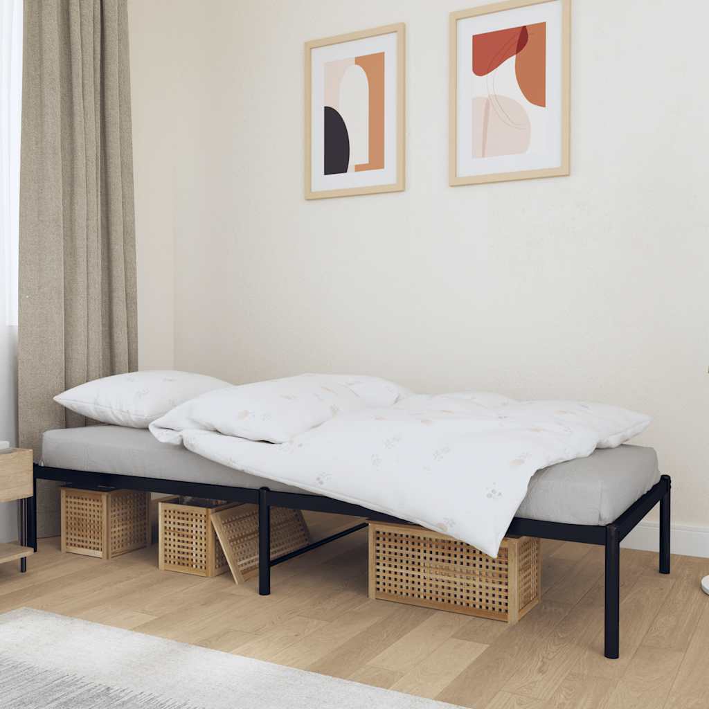 vidaXL Metal Bed Frame without Mattress Black 75x190cm 1
