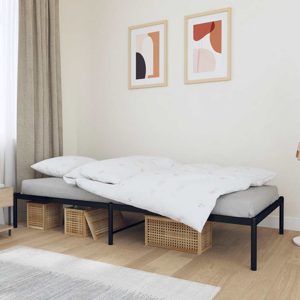 vidaXL Metal Bed Frame without Mattress Black 90x200cm 1