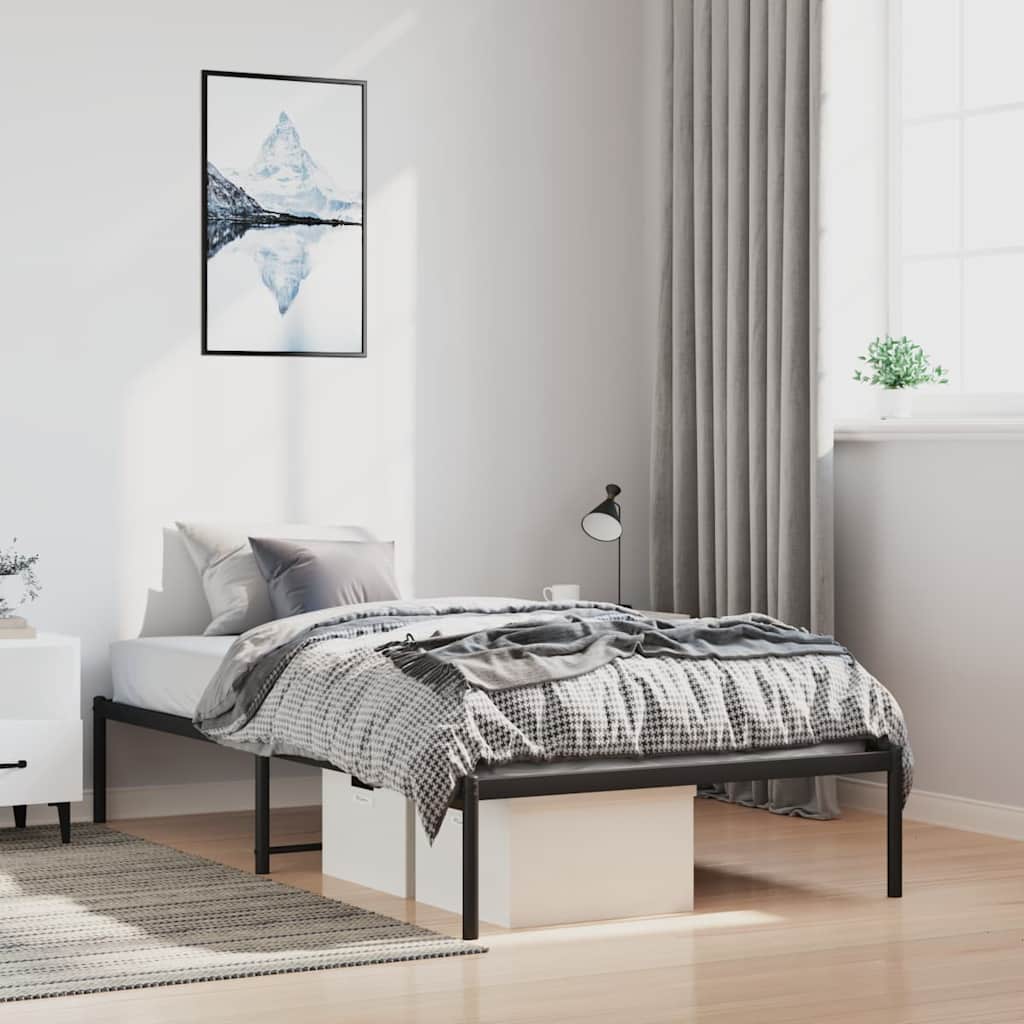 vidaXL Metal Bed Frame without Mattress Black 100x200cm 1