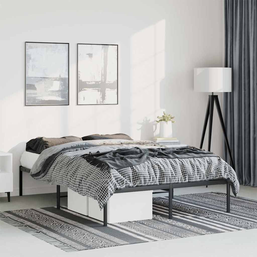 vidaXL Metal Bed Frame without Mattress Black without Headboard