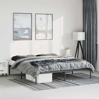 vidaXL Metal Bed Frame without Mattress Black without Headboard