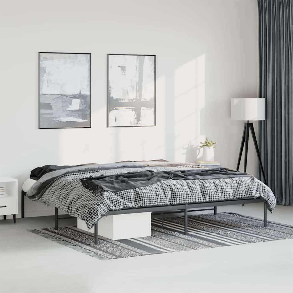 vidaXL Metal Bed Frame without Mattress Black without Headboard