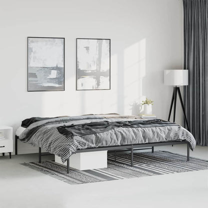 vidaXL Metal Bed Frame without Mattress Black without Headboard