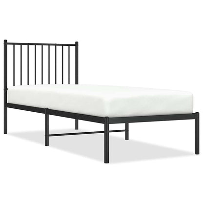vidaXL Metal Bed Frame without Mattress with Headboard Black 75x190cm 2
