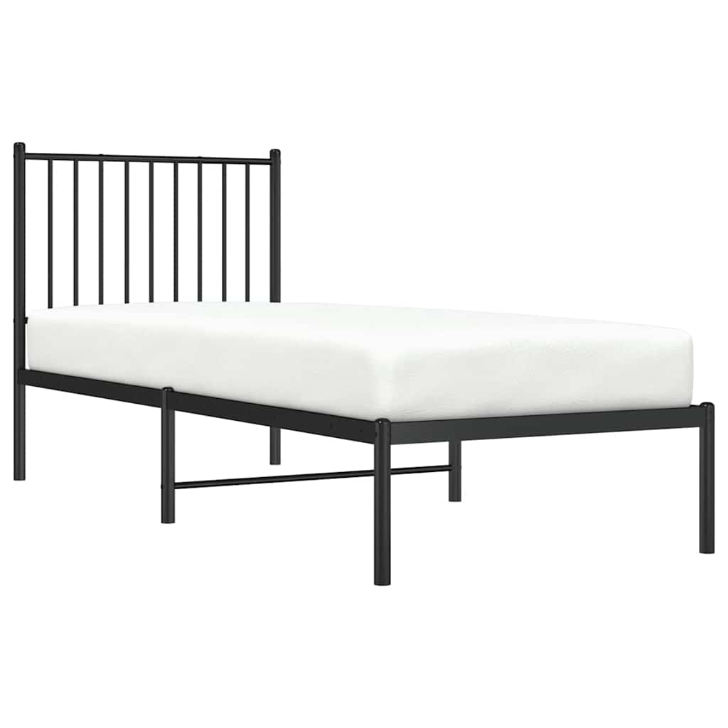 vidaXL Metal Bed Frame without Mattress with Headboard Black 75x190cm 4