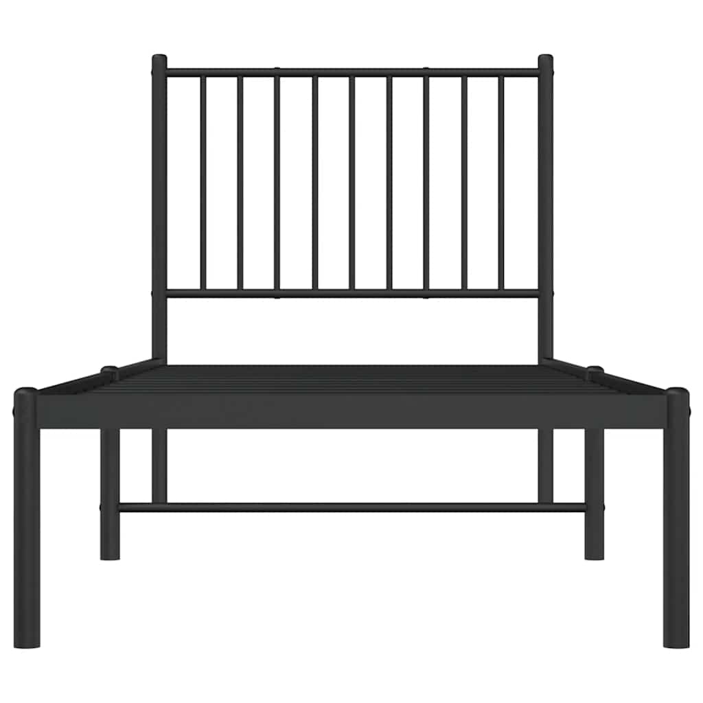 vidaXL Metal Bed Frame without Mattress with Headboard Black 75x190cm 5