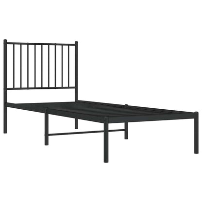 vidaXL Metal Bed Frame without Mattress with Headboard Black 80x200cm 3