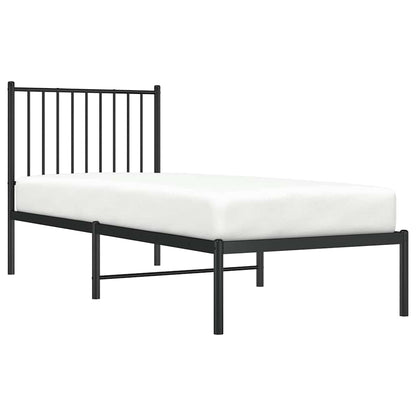 vidaXL Metal Bed Frame without Mattress with Headboard Black 80x200cm 4