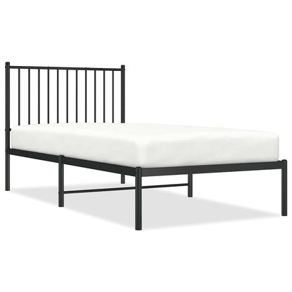 vidaXL Metal Bed Frame without Mattress with Headboard Black 90x190cm 2