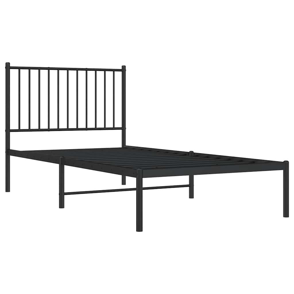 vidaXL Metal Bed Frame without Mattress with Headboard Black 90x190cm 3