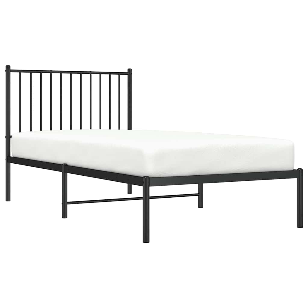 vidaXL Metal Bed Frame without Mattress with Headboard Black 90x190cm 4
