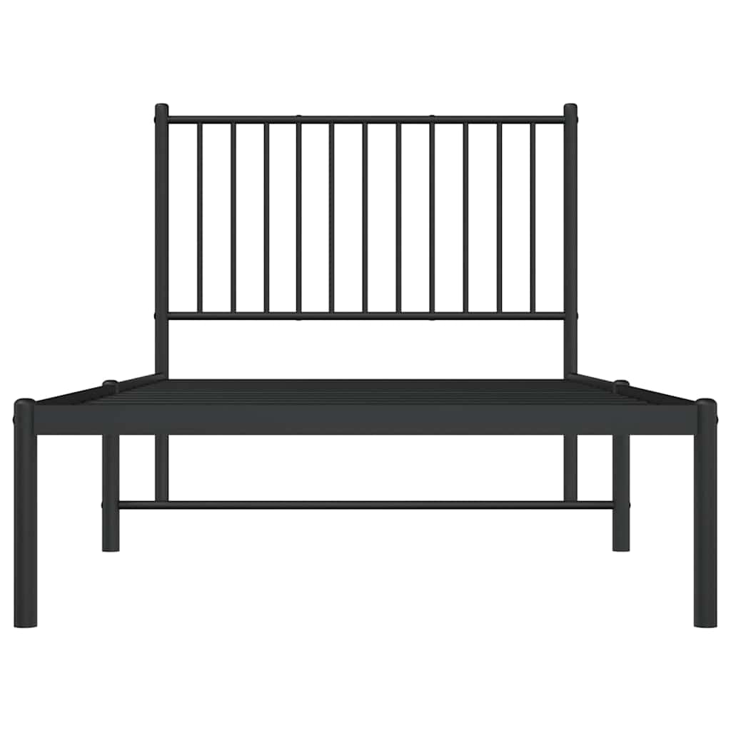 vidaXL Metal Bed Frame without Mattress with Headboard Black 90x190cm 5