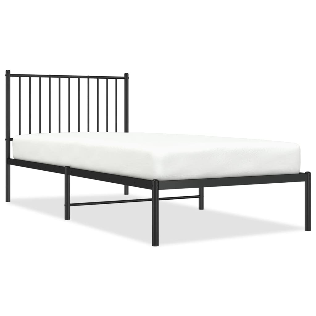 Metal Bed Frame without Mattress Black With headboard 90 cm 200 cm