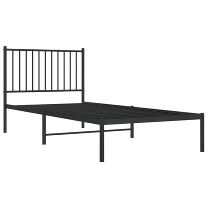 Metal Bed Frame without Mattress Black With headboard 90 cm 200 cm