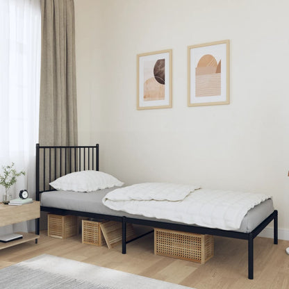 Metal Bed Frame without Mattress Black With headboard 90 cm 200 cm
