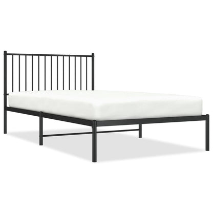 vidaXL Metal Bed Frame without Mattress with Headboard Black 107x203cm 2
