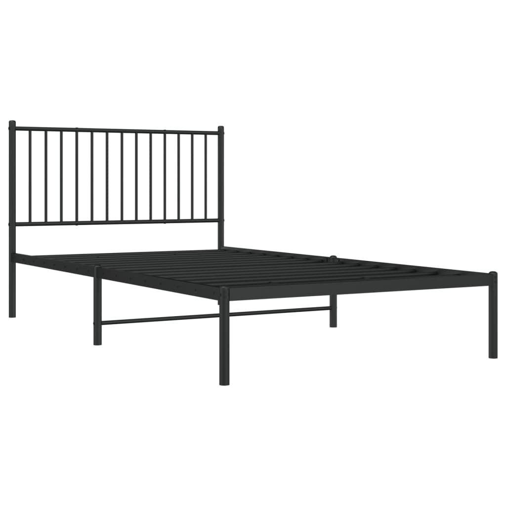 vidaXL Metal Bed Frame without Mattress with Headboard Black 107x203cm 3
