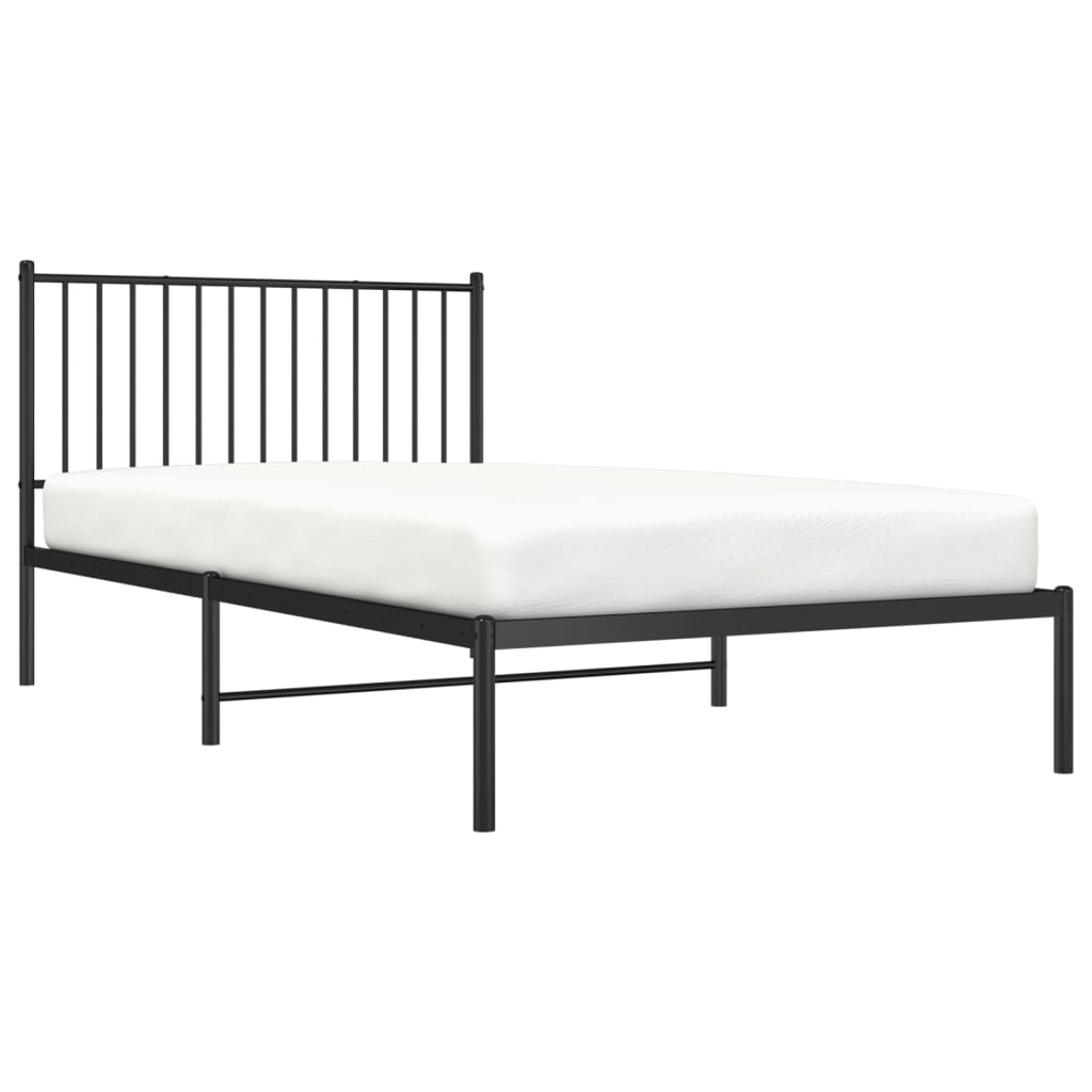vidaXL Metal Bed Frame without Mattress with Headboard Black 107x203cm 4