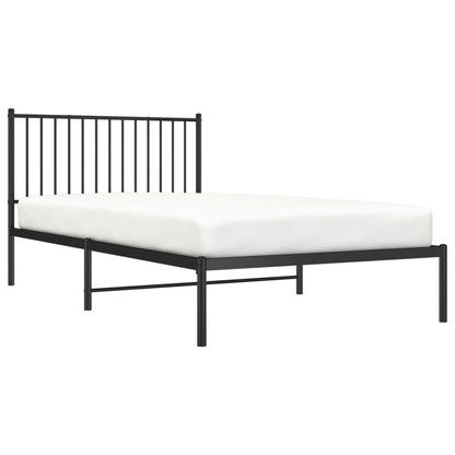 vidaXL Metal Bed Frame without Mattress with Headboard Black 107x203cm 4