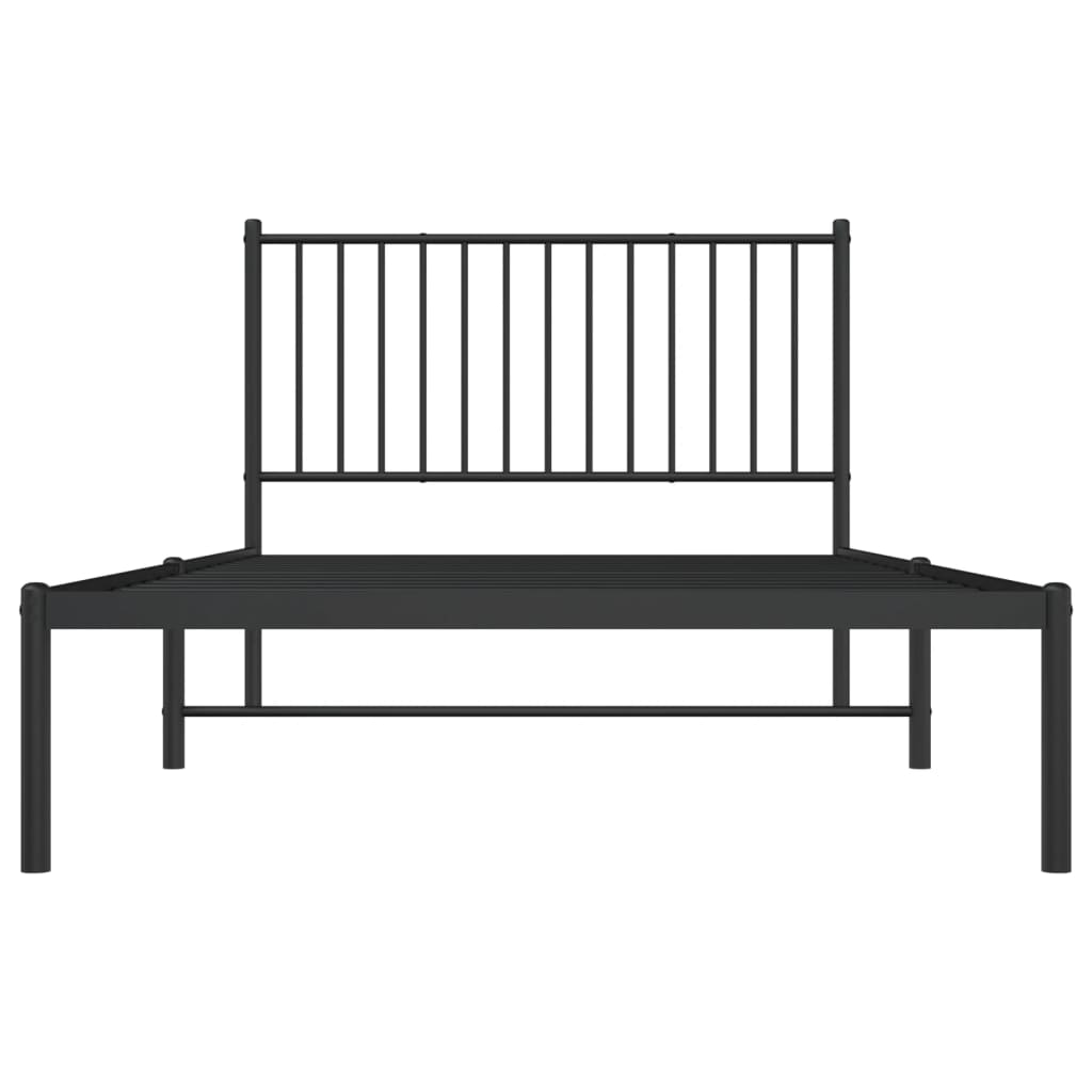 vidaXL Metal Bed Frame without Mattress with Headboard Black 107x203cm 5