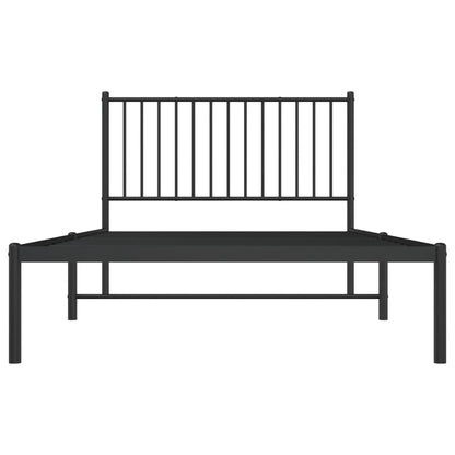 vidaXL Metal Bed Frame without Mattress with Headboard Black 107x203cm 5