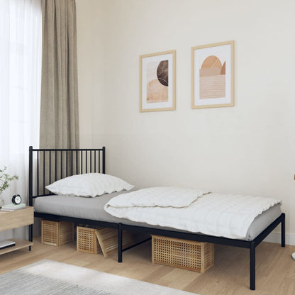 vidaXL Metal Bed Frame without Mattress with Headboard Black 107x203cm 1