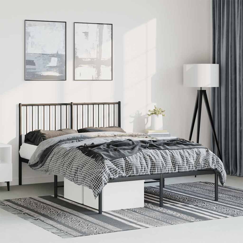 vidaXL Metal Bed Frame without Mattress Black with Headboard