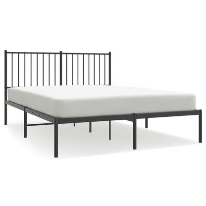 vidaXL Metal Bed Frame without Mattress with Headboard Black 140x190cm 2
