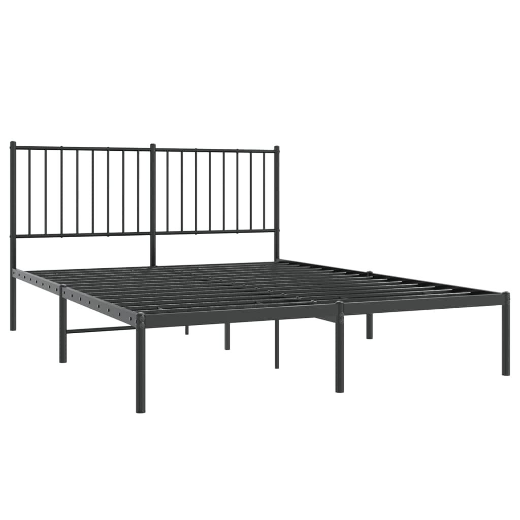 vidaXL Metal Bed Frame without Mattress with Headboard Black 140x190cm 3