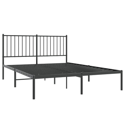vidaXL Metal Bed Frame without Mattress with Headboard Black 140x190cm 3