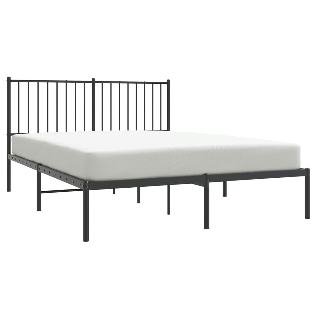 vidaXL Metal Bed Frame without Mattress with Headboard Black 140x190cm 4