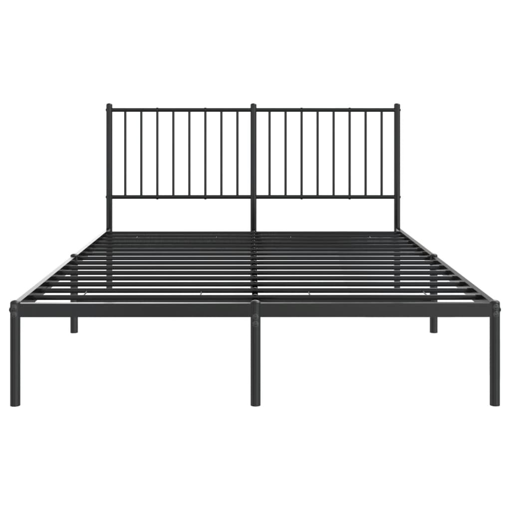 vidaXL Metal Bed Frame without Mattress with Headboard Black 140x190cm 5