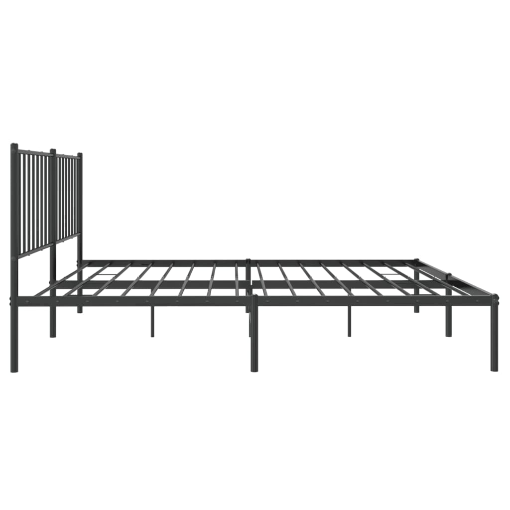 vidaXL Metal Bed Frame without Mattress with Headboard Black 140x190cm 6