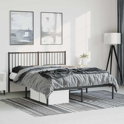 vidaXL Metal Bed Frame without Mattress Black with Headboard