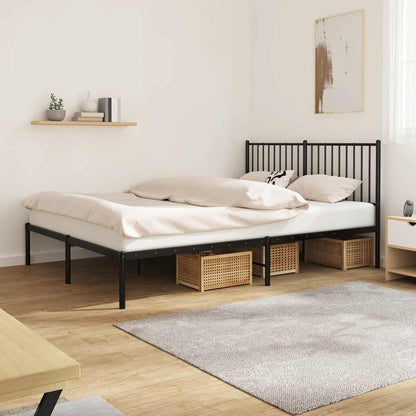 vidaXL Metal Bed Frame without Mattress Black with Headboard
