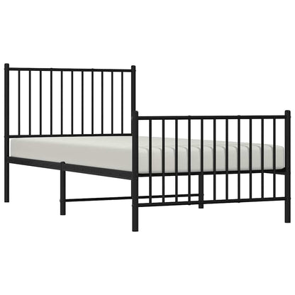vidaXL Metal Bed Frame without Mattress with Footboard Black 90x190cm 4