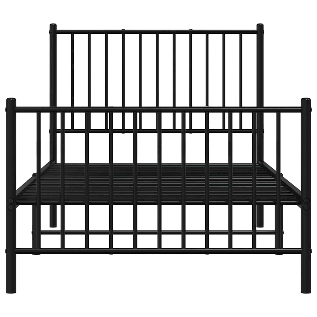 vidaXL Metal Bed Frame without Mattress with Footboard Black 90x190cm 5