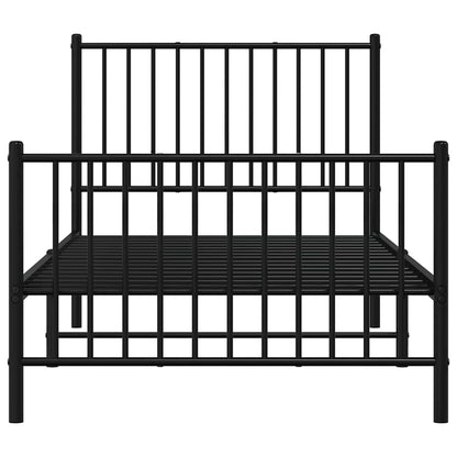 vidaXL Metal Bed Frame without Mattress with Footboard Black 90x190cm 5