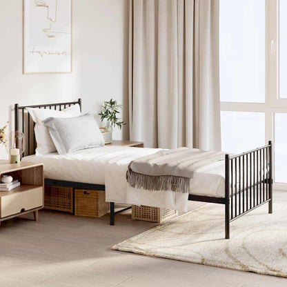 vidaXL Metal Bed Frame without Mattress with Footboard Black 90x190cm 1