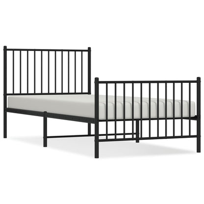 vidaXL Metal Bed Frame without Mattress with Footboard Black 90x200cm 2