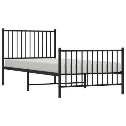 vidaXL Metal Bed Frame without Mattress with Footboard Black 90x200cm 4