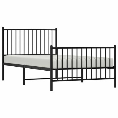 vidaXL Metal Bed Frame without Mattress with Footboard Black 100x190cm 5
