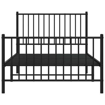 vidaXL Metal Bed Frame without Mattress with Footboard Black 100x190cm 6